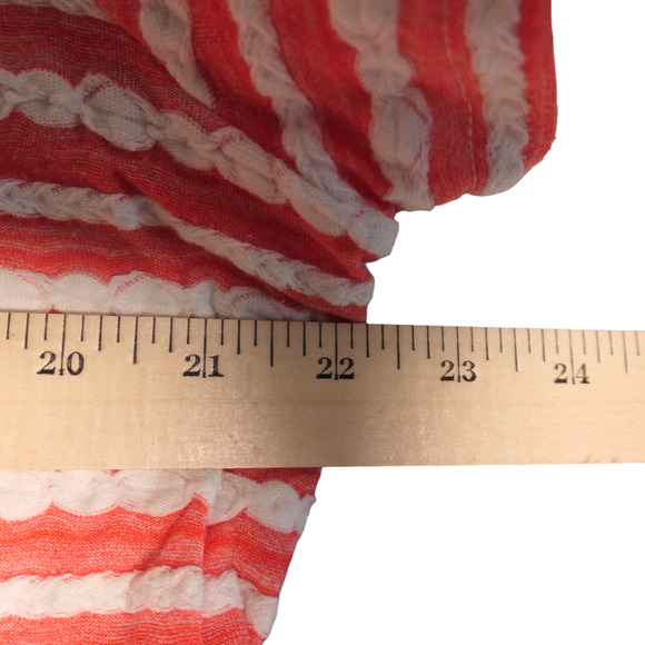 Chicos Knit Top Womens 3 or XL Orange White Ribbon Stretch Short Sleeve - Picture 6 of 11